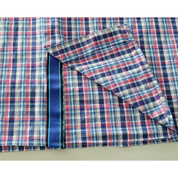 Banana Republic Men's XL Slim Fit Button Up‎ Blue Plaid Shirt Pre-Owned - Picture 5 of 10